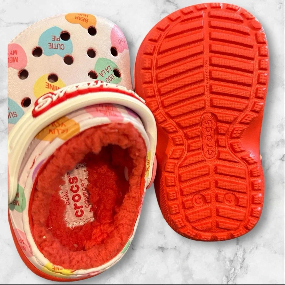 Sweethearts Crocs Childrens US Size 4 Fur‎ Lined Limited Edition New
